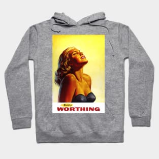 Vintage Travel Poster England Sunny Worthing Hoodie